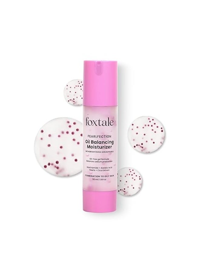 Foxtale Oil-Balancing Gel Moisturizer with Niacinamide, Azelaic Acid Pearls & Cica, 8hr Shine-Free Hydration, Lightweight, Sebum Control, For Oily & Acne-Prone Skin, 50 ml - Image 1
